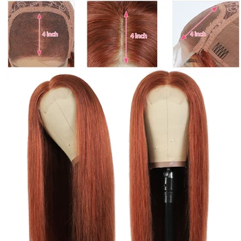 

Straight Human Hair Lace Closure Wig Brazilian 4X4 Lace Closure Wigs For Women Auburn Brown 33 Remy Pre Plucked Lace Wigs 150%