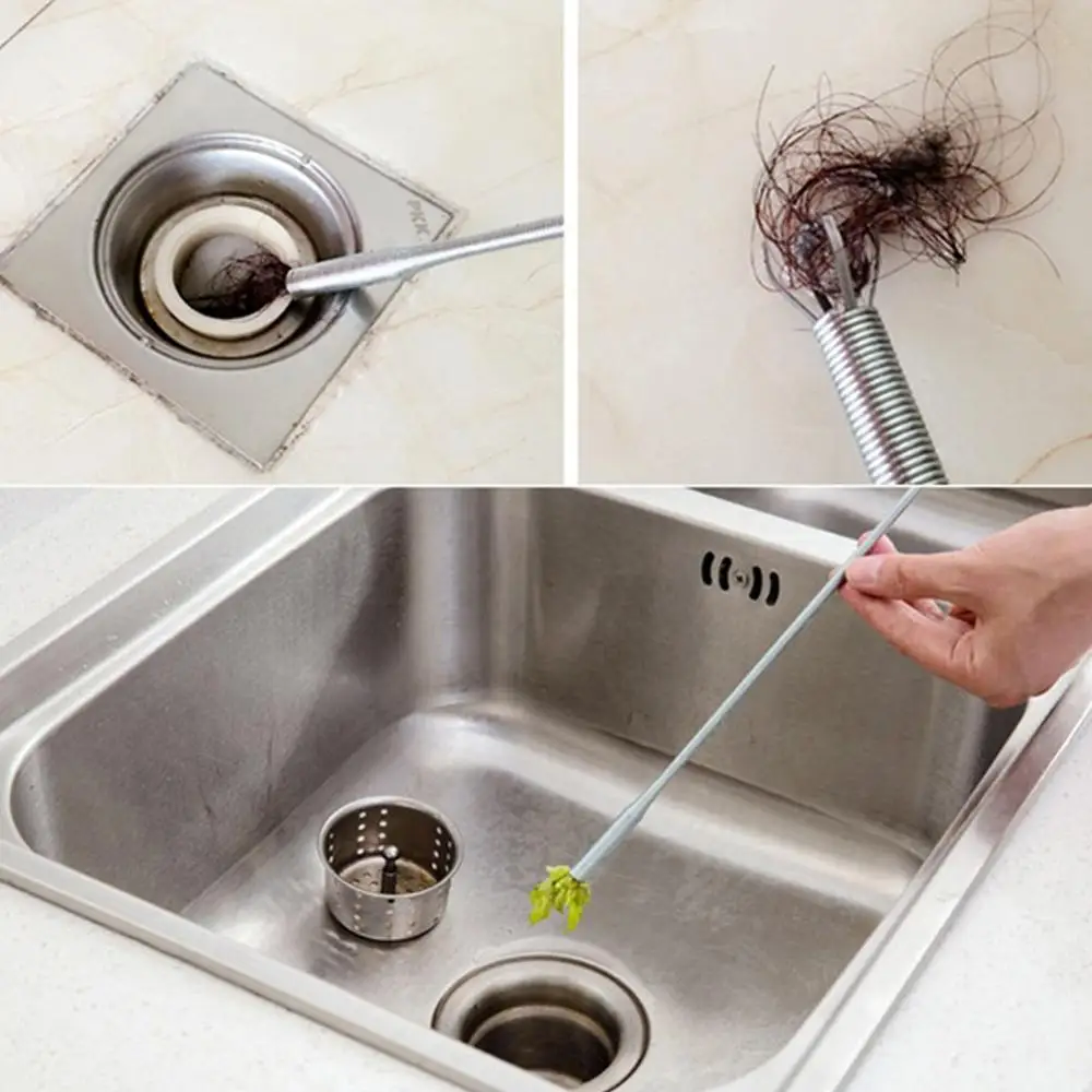 Drain Snake, Drain Cleaner Sticks Clog Remover Cleaning Tools 23.6 Inch Spring Pipe Dredging Tools Household for Kitchen Sink