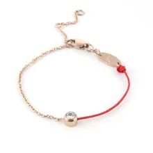 WAWFROK/Нержавеющая сталь Для женщин Браслеты цвета розового золота и красная веревка циркониевый браслет для Для женщин амулет, сердечко любви цепи ювелирные изделия