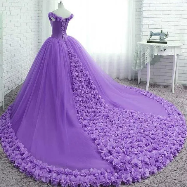Quinceanera Dress Pink Ball Gown 3D Flowers Princess Corset Tulle Sparkles Sweet 16 Dresses Vestido De Debutante AS PIC