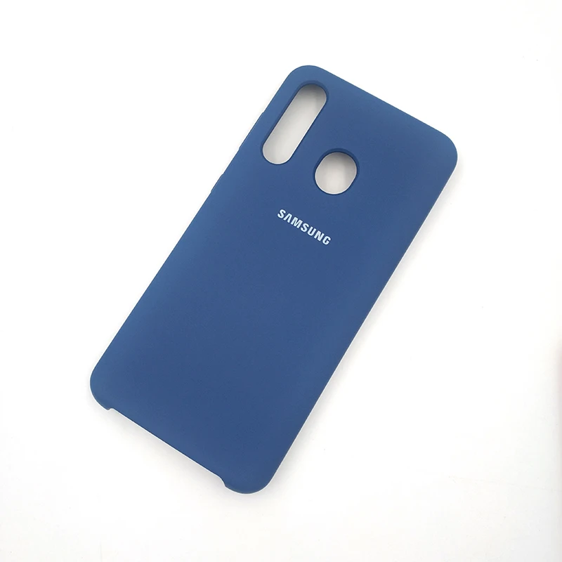 Мягкий жидкий силиконовый чехол samsung A40, защитный чехол на заднюю дверь для Galaxy A40 A60 M40, мобильный телефон с логотипом - Цвет: blue