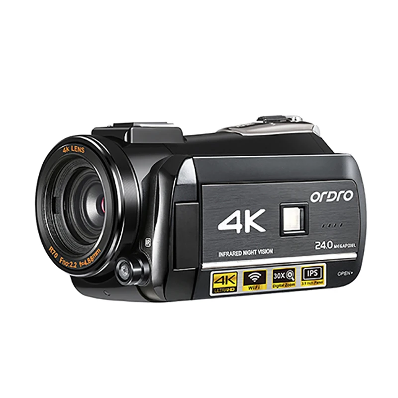 4K видеокамера Wi-Fi Ultra HD видеокамера ORDRO 30X цифровая Zoom инфракрасный Камера ночного видения 3,1 дюймов ips сенсорный экран - Цвет: Stabdard
