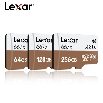 

Original Lexar 667x Memory Card A2 High Speed 100MB/s 128GB V30 Class 10 UHS-I U3 64GB 256GB Mirco SD Card For HD 3D 4K Video