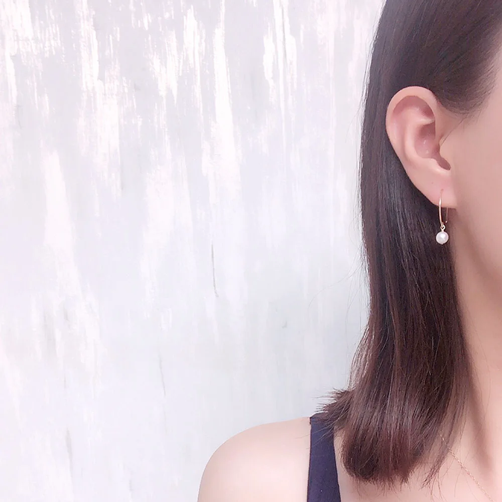 

Domino Handmade Hoop Earrings With Freshwater Pearl semi circle earrings Elegant earrings Minimalist earrings Gift for her