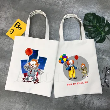 

Pennywise Ladies Handbags Cloth Canvas Tote Bag Shopping Travel Women Eco Reusable Shoulder Shopper Bags Bolsas De Tela