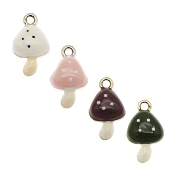 

Julie Wang 4PCS Enamel Mushroom Charms Alloy Mixed Colors Gold Tone Mushroom Pendant Bracelet Jewelry Making Accessory