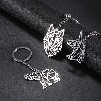 

Fishhook Animal Unicorn Dog Wolf Lobster rabbit Fox Bird stainless steel For Men Woman key ring Charm Keychain Couple Gift