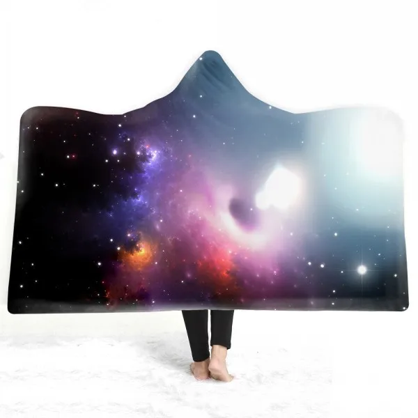 Color-333 Космическое Галактическое одеяло, ночное небо, 3D принт, звезды, с капюшоном, пледы, одеяло, для взрослых, домашнее, теплое, толстое, одеяло, пригодное для носки, шерпа, одеяло - Цвет: Color-333