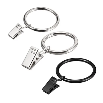 

uxcell Uxcell High Quality 30Pcs Curtain Clip Rings with Hooks Metal 3.5-4mm Thickness Drapery Ring for Window Curtain Rods