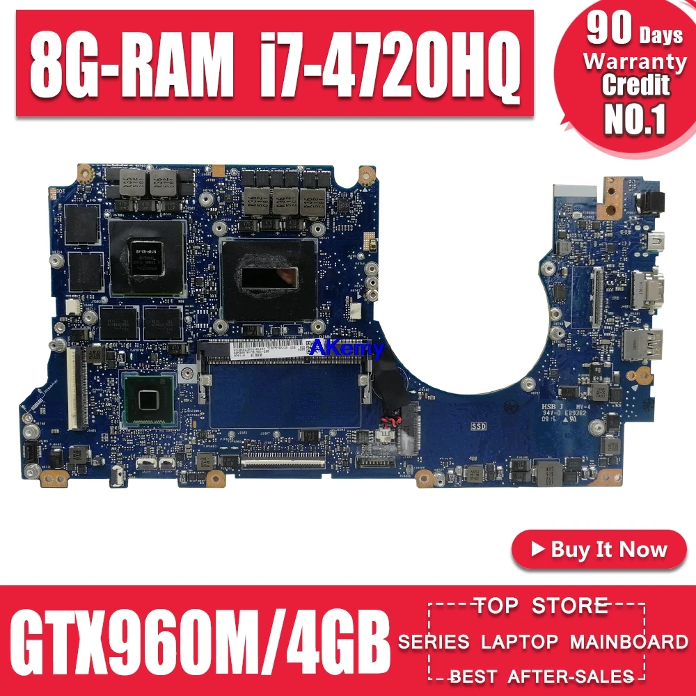 N501JW G501JW материнская плата ASUS ROG N501J G501J UX501J UX50JW FX60J Материнская плата ноутбука i7-4720HQ 8GB-RAM GTX960M/4 ГБ