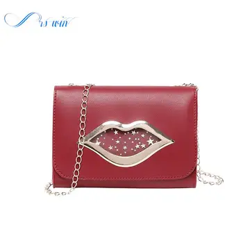 

Brand Fashion Big Lips Shoulder Bag for Women 2020 Shiny Stars Leather Change Purse Female Crossbody Messenger Chain Bags Ladies