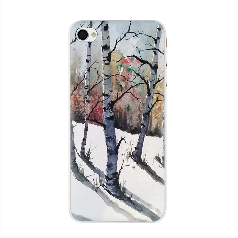 H5 Акварельные картины пейзаж жесткий чехол для телефона iPhone 5 5S 5C SE 6 6s 7 8 plus X XR XS 11 Pro Max - Цвет: H5
