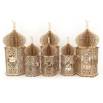 

Wooden DIY Palace LED Night Light Eid Mubarak Decoration Ornament Muslim Islam