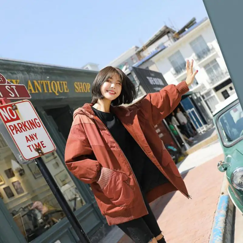 Johnature Casual Loose Womens Winter Jackets And Coats New Simple Thickening Patchwork Parka Women Coat Cotton Clothes