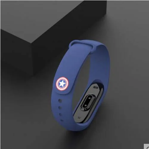 Hot avengers marvel cartoon For Xiaomi Mi Band 4 3 2 Bracelet Miband4 3 2 Strap Wristband Band For Mi Band 2/3/4 Silicone soft - Цвет ремешка: Midblue NO.2