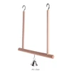 Birds Perch Parrot Play Toys Stand Holder natural Wooden Swing Bell Cage Hanging 1