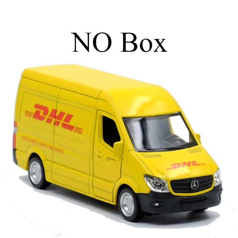 Литая 1:32, больничная скорая помощь, Полицейская DHL, металлическая модель автомобиля, оттягивающий звук и светильник, игрушечный автомобиль из сплава, Томас тайо, автобус - Цвет: DHL 1.36