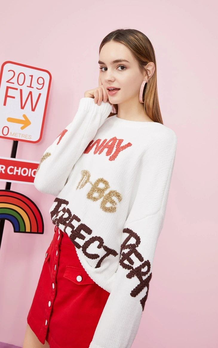 Vero Moda Женский вязаный Топ свободного кроя с буквенным принтом | 319313549