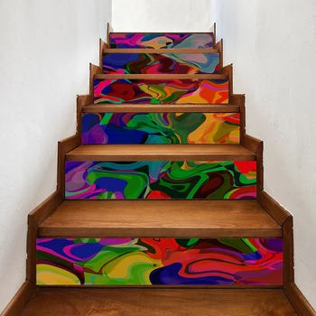 

Print Art Picture 3D Abstract Stair Sticker Colorful DIY Home Decor Decals Self Adhesive Waterproof Mural For Bedroom Renovation