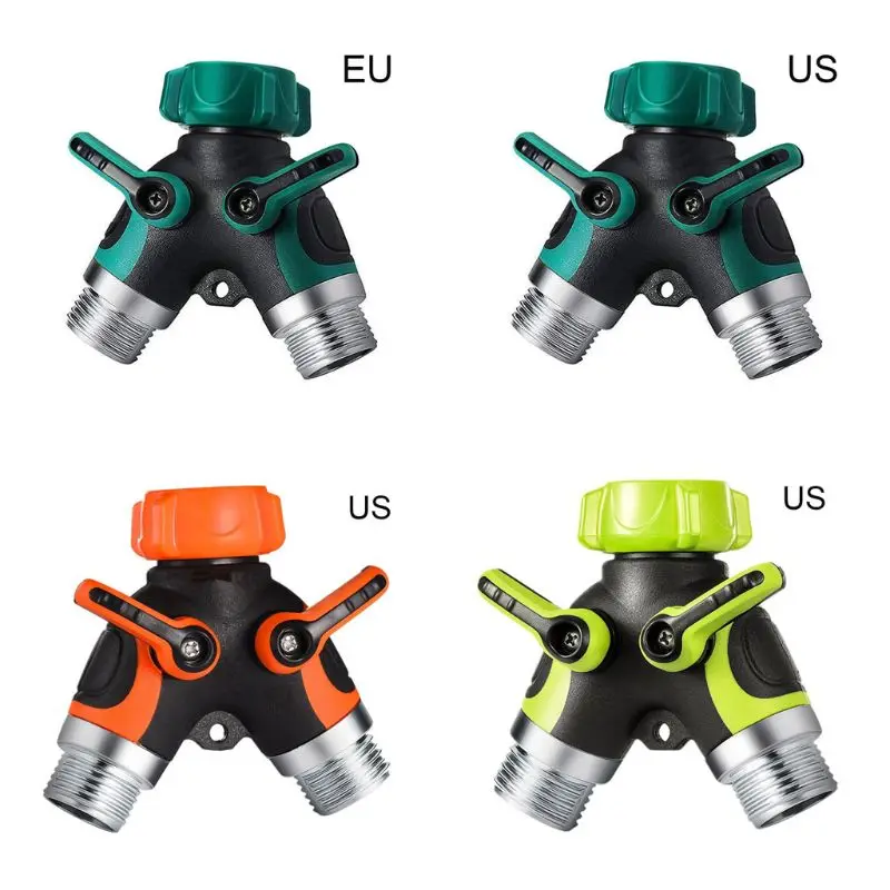 

2 Way Heavy Duty Garden Tap Hose Splitter Y Connector Distributor Shut Off Water Valves