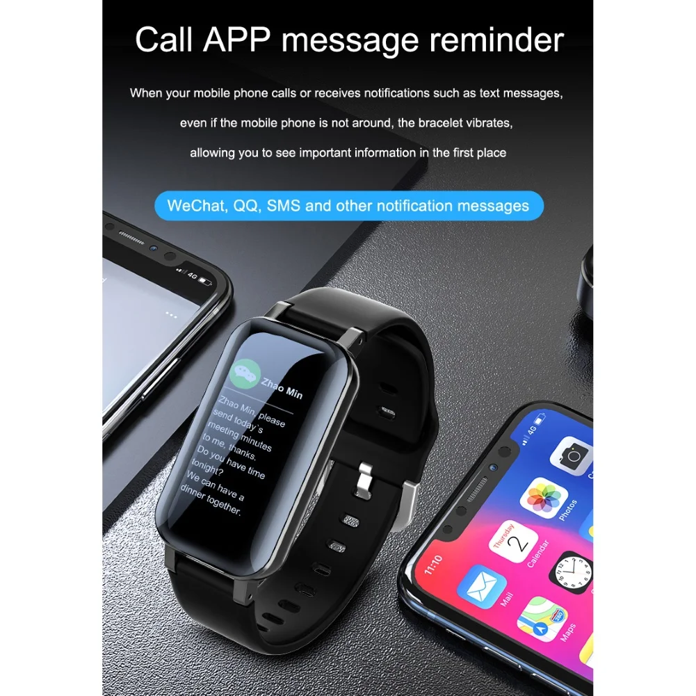 IWO PRO T89PRO 1.14inch Bluetooth Heart Rate Monitor Sports Smart Bracelet Pedometer with Bluetooth Earphones Waterproof