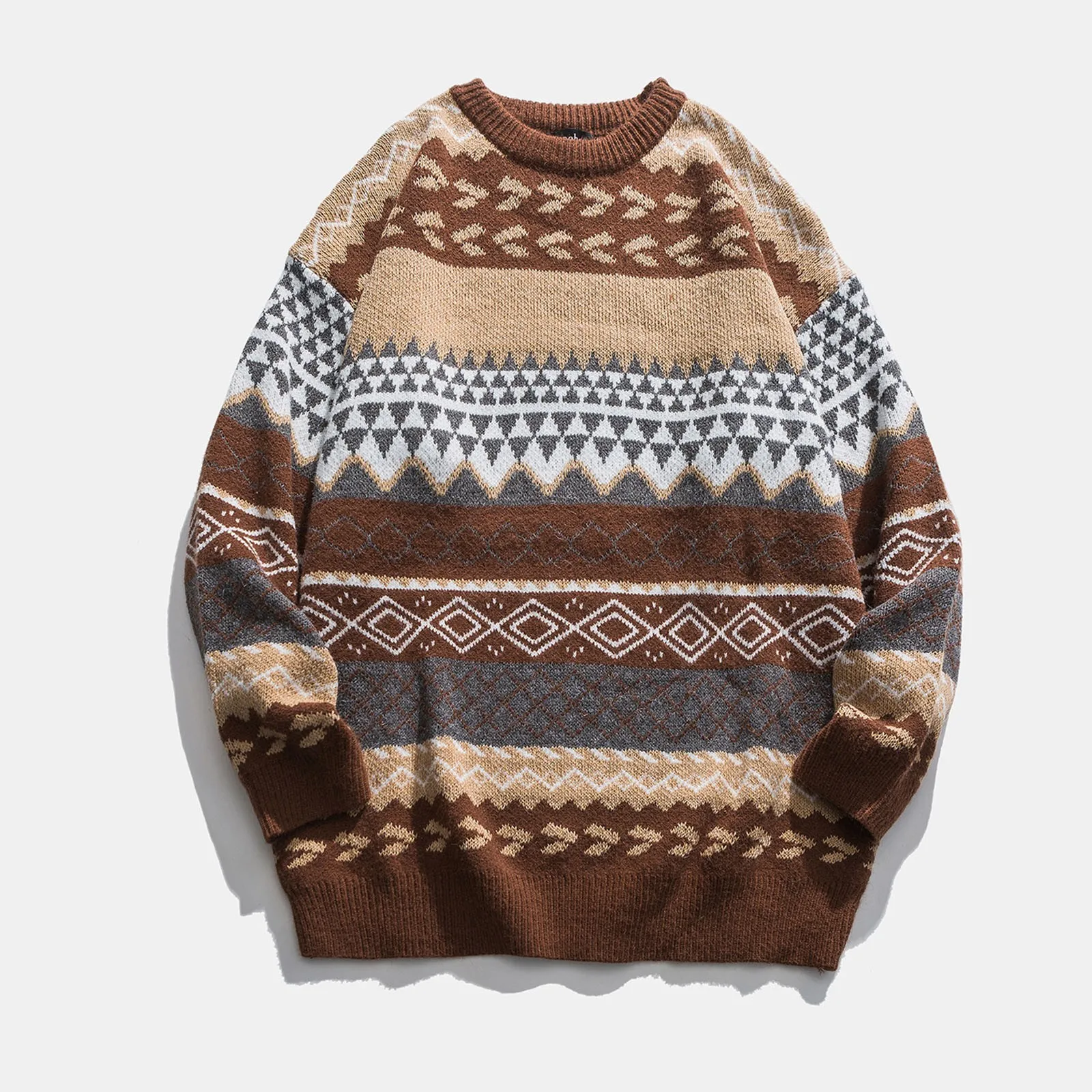 Vintage Striped Sweater Pullover Women's O Neck Long Sleeve Loose Autumn Winter Knit Chompas De Mujer Invierno #G2 | Женская одежда