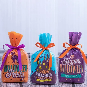 

50pcs Cute Halloween Candy Bags Cookie Packaging Self-adhesive Plastic Bags Halloween Party Supplies Trick Or Treat Kids Gifts