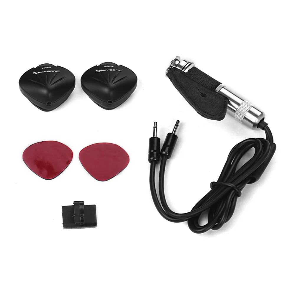 

SKYSONIC F-A2V Guitar Dual Pickup Transducer Self-adhesive with Volume Control 6.35mm Endpin Jack for Acoustic Folk Guitar