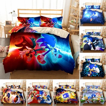 

3D Sonic Pattern Duvet Cover with Pillow Cover Bedding Set Single Double Twin Full Queen King Size for Bedroom Decor