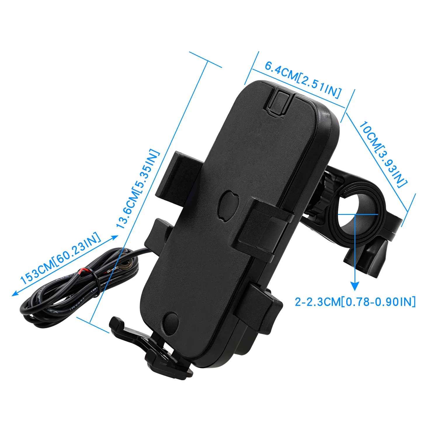 Зарядное устройство с двумя usb-портами для мотоцикла, держатель для телефона с поворотом на 360 °, подставка для мотоцикла, держатель для руля велосипеда, держатель для 4 ''-6,5'' смартфона