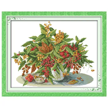 

Cherry vase counted printed on the canvas 11CT 14CT DIY kit Chinese Cross Stitch embroidery needlework Sets home decor