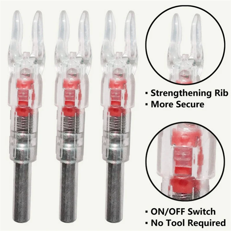 3 шт красочные автоматически светящиеся высококачественные охотничьи съемки подходят 6,2 мм Стрелы Вал освещенный лук светодиодный светящийся хвостовик стрелы