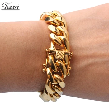 

Tiasri 15mm Fashion Men's Bracelet On The Hand Friend Gift High Quality Stainless Steel Jewelry Accessories Steampunk Style