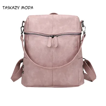 

2020 Puimentiua Large Capacity Shoulder Bags Vintage Women Backpack Nubuck Leather Pu School Backpacks For Teenage Girl Mochila
