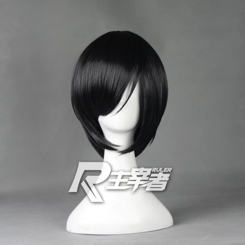 

Anime Touken Ranbu Online Yagen Toushirou Cosplay Wigs Short Black Heat Resistant Synthetic Hair Peruca Anime Wig + Wig Cap