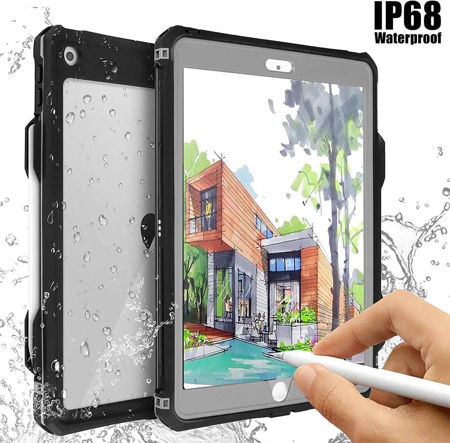 

IP68 2Meter Diving Waterproof Case Cover Dual Layer Anti-Drop w/ Built-in Screen Protector For iPad Pro 10.2" 7TH With Holder