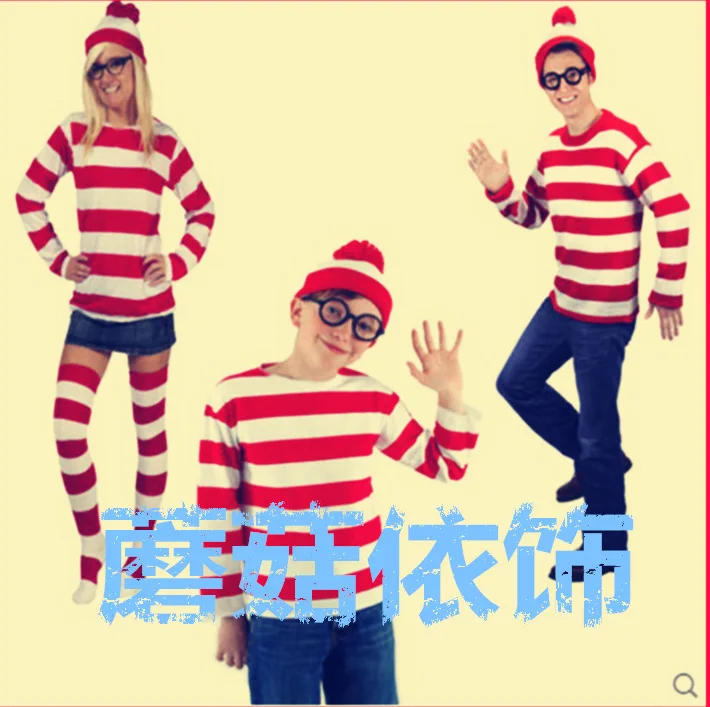 

2018 New Style Smart Wally Where's Wally the United Kingdom Cartoon Characters COS Stage Costume