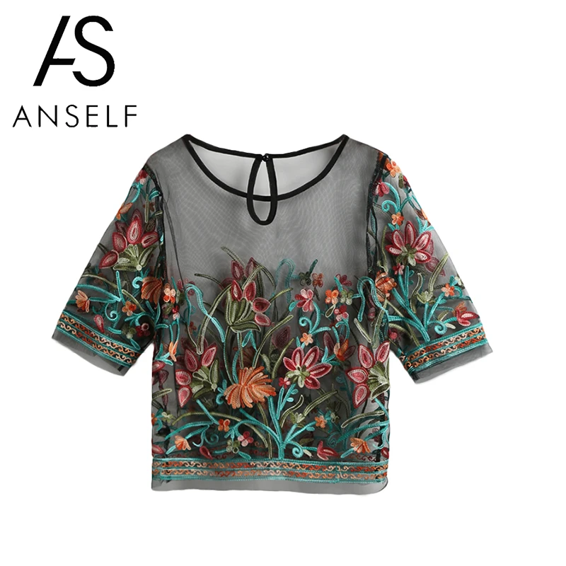 transparent embroidered top