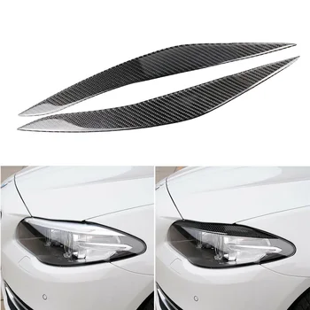 

1Pair Carbon Fiber Headlight Eyebrow Eyelid Cover For BMW 5 Series F10 2010-2013 UV-protective Clear Coated: Fade & Rush Resista
