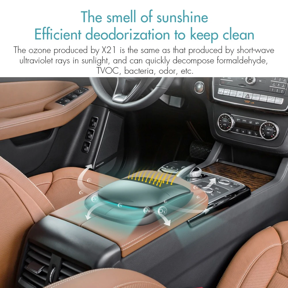 X21 Ozone Air Purifier  Portable Ozone Disinfection 3 Modes Ozone Sterilizer USB Rechargeable Car Deodorizer Air Freshener
