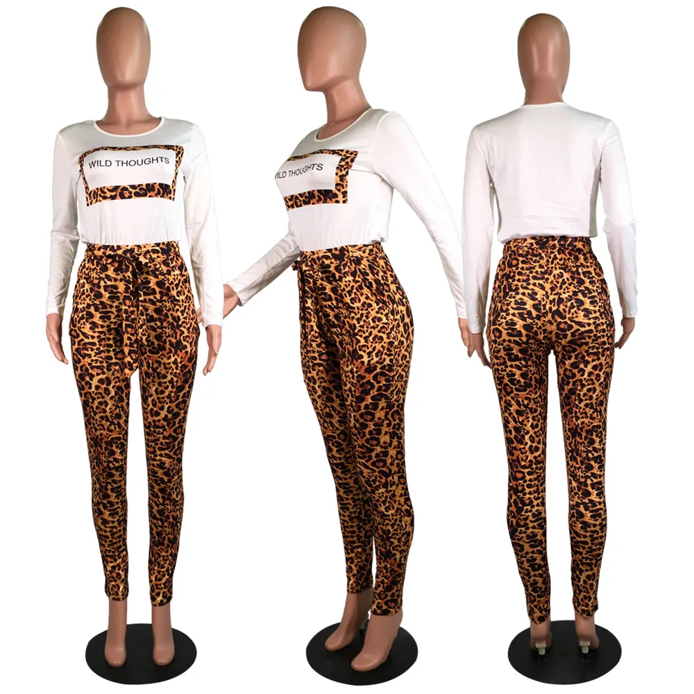HAOYUAN, Леопардовый спортивный костюм, комплект из двух предметов, праздничная одежда, топ с надписью+ штаны, спортивный костюм, сексуальный комплект из 2 предметов, комплекты для женщин