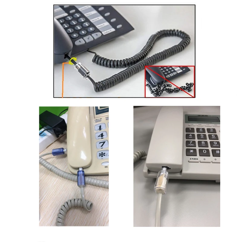 RJ11 Male to Female 360 Degree Multidirectional Rotator Telephone Handle Wire Anti Winding Knotting Rotary Phone Handset Wire telephone handset cord