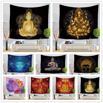 

Indian Buddha Statue Meditation Tapestry Wall Hanging Mandala Tapestries Wall Cloth Psychedelic Yoga Carpet Boho Decor
