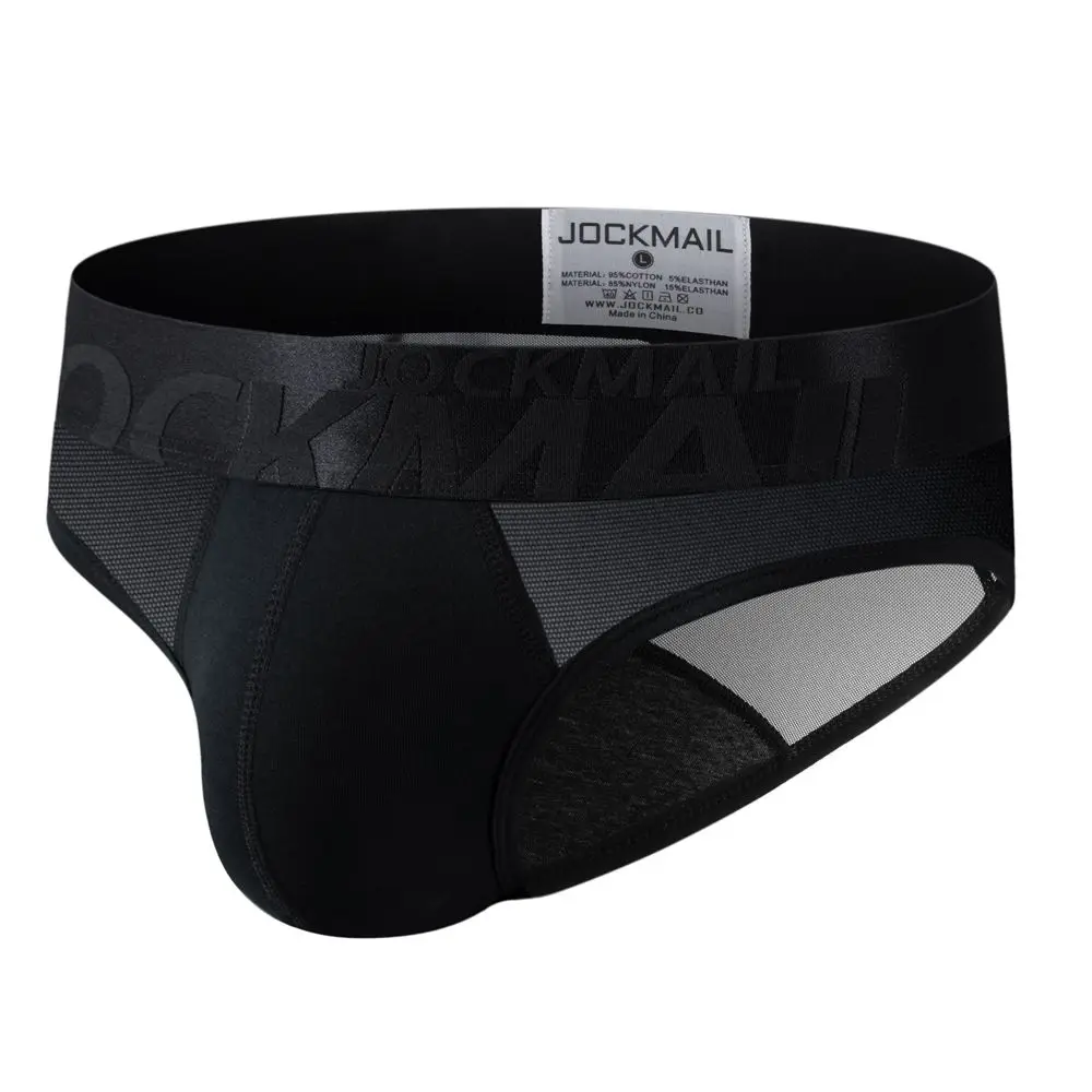JOCKMAIL Youth Fashion U convex Men's Underwear Low Waist Cotton Sexy Comfortable Breathable Briefs White black male briefs