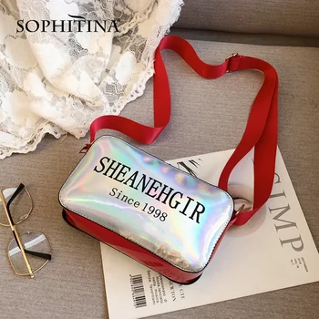 

SOPHITINA Fashion Handbags Adjustable Shoulder Strap Letter Print Decoration High Quality Flap Unisex Party Messenger bags E16