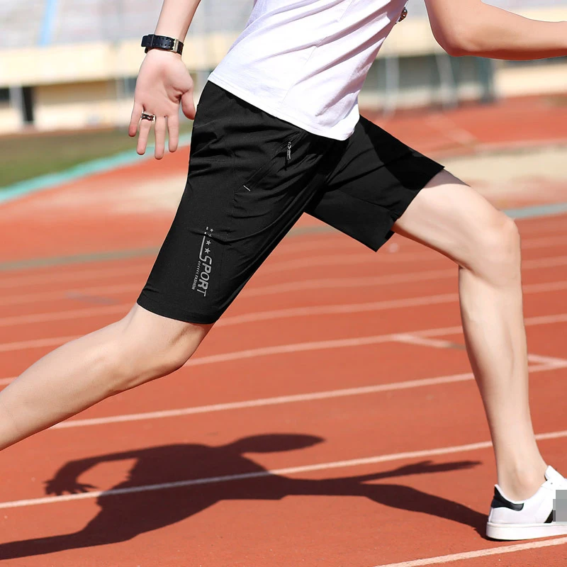 Men Brand Breathable Male Casual Knee Length Letter Printed Shorts Fitness Mens Bodybuilding Comfortable Fashion Shorts