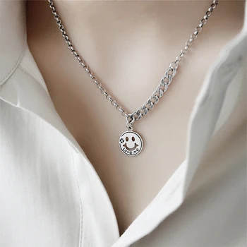 

925 sterling silver short money chain female simple fashion personality ins trendy people alphabet smiley clavicle chain