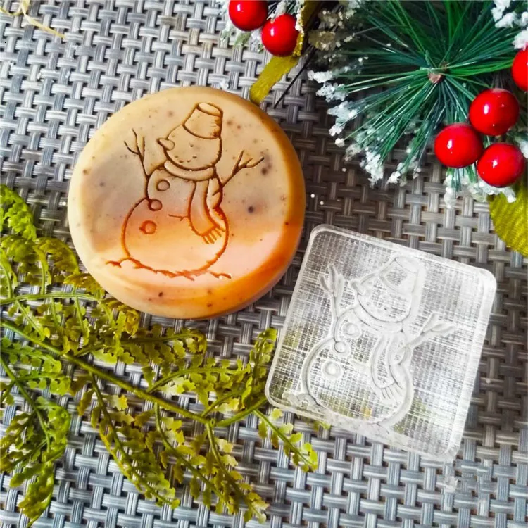 Diy глина для поделок печать Рождественская серия штамп для мыла прессформа Снеговик заказной торт штамп 50x50 мм