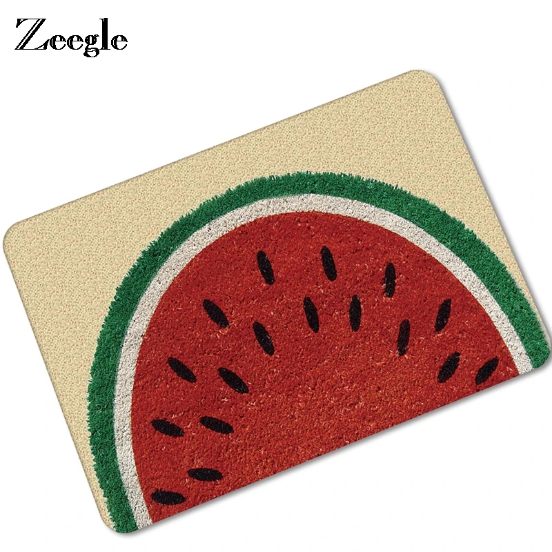 Zeegle Welcome Fruits Printing Rubber Floor Mat Water Non-slip Shower Room Kitchen Carpet Indoor Bathroom Throw Rugs