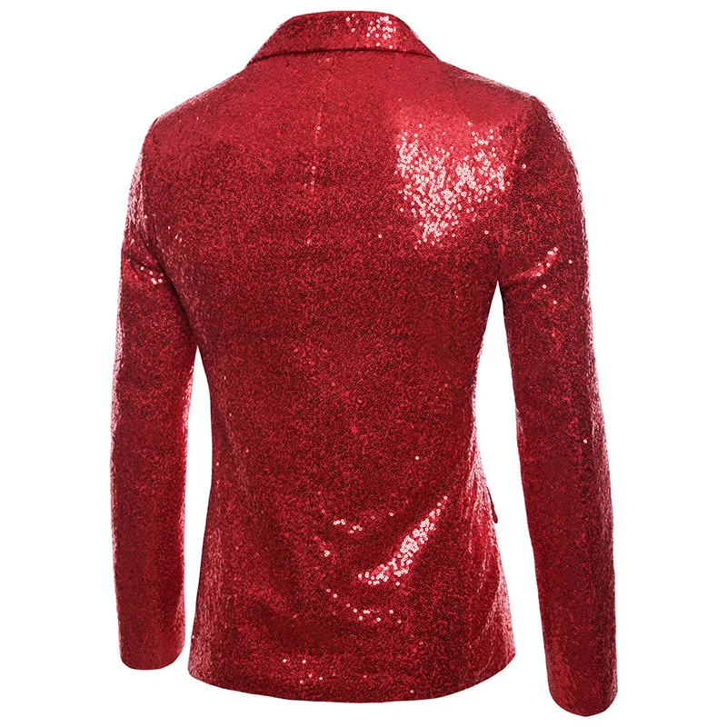 Men Glitters Suit Jackets Sequins Party Button Dance Blazer Wedding Party Formal Suit 2XL